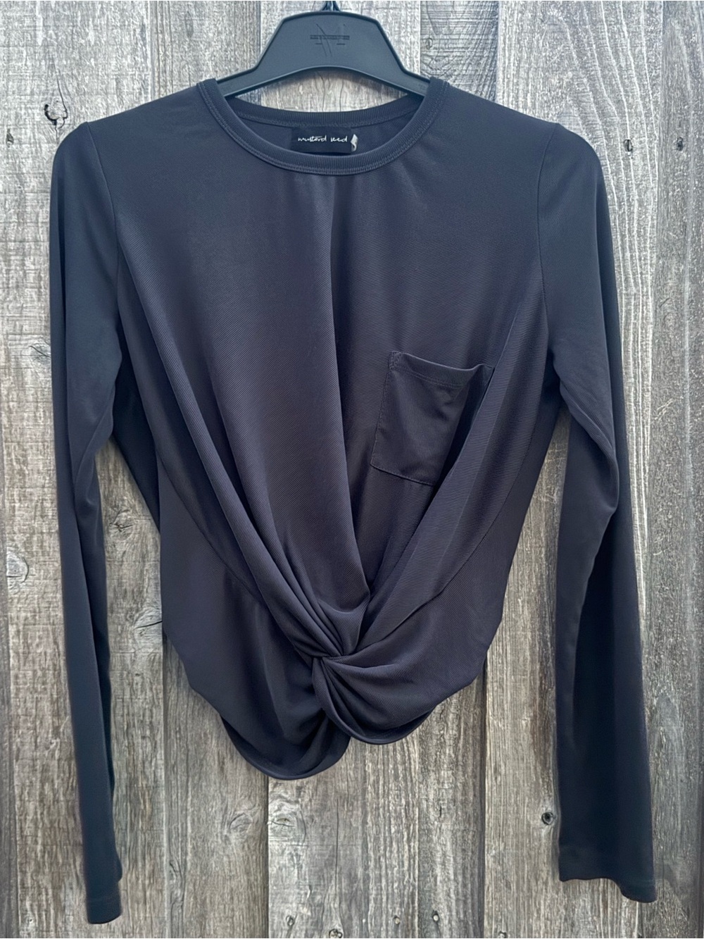 Mustard Seed Black Twist Front Long Sleeve Top Large